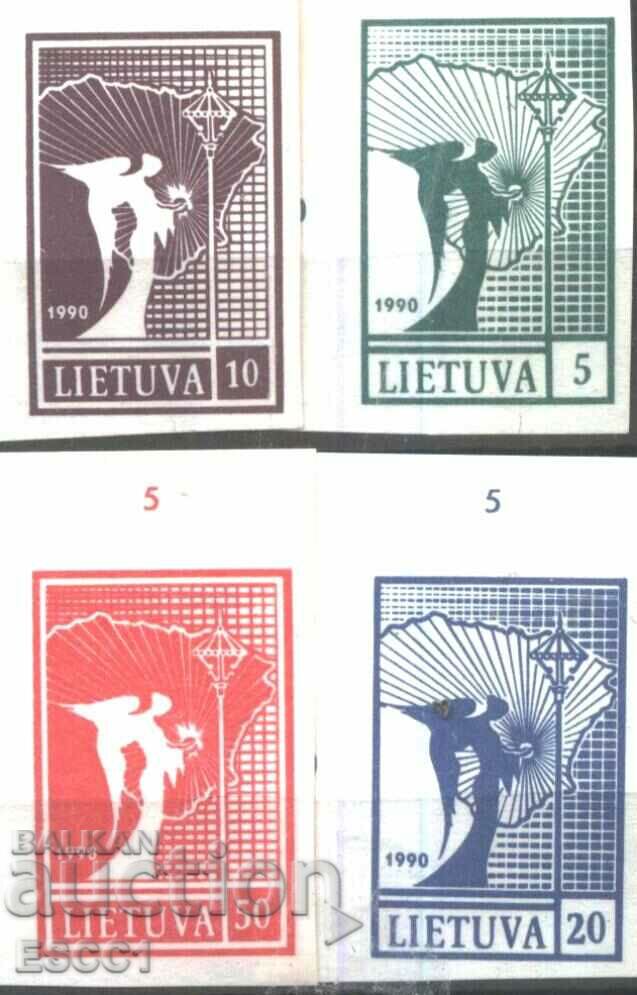 Clean Stamps Unperforated Angel and Card 1990 from Lithuania