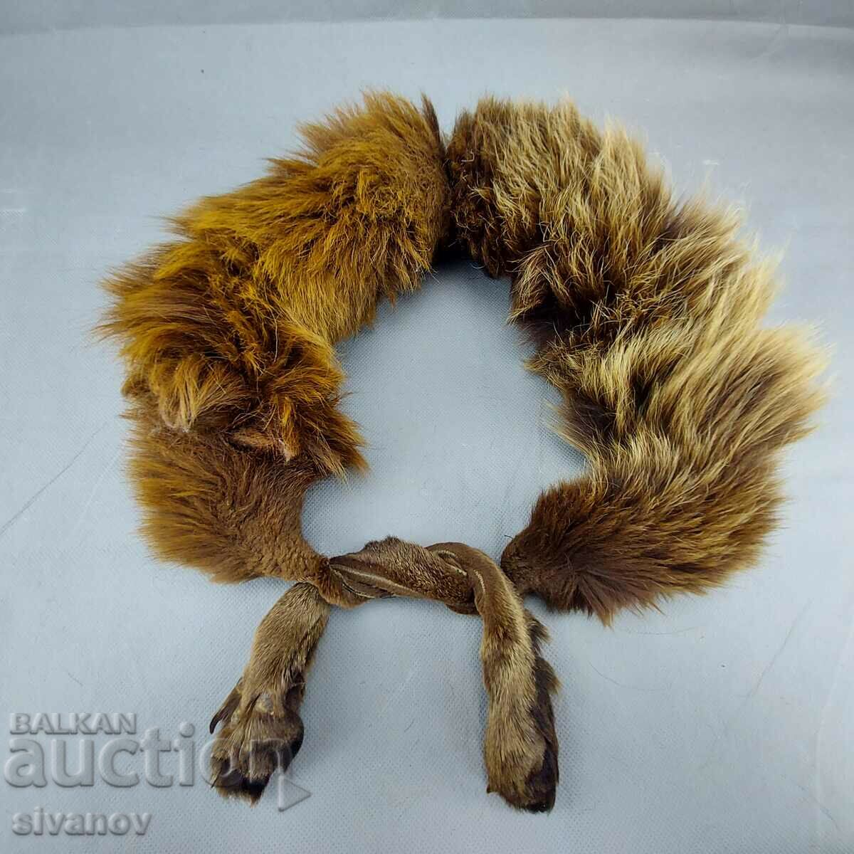 Auction Old fox fur leather collar #0287 Auction Old fox fur leather collar #0287
