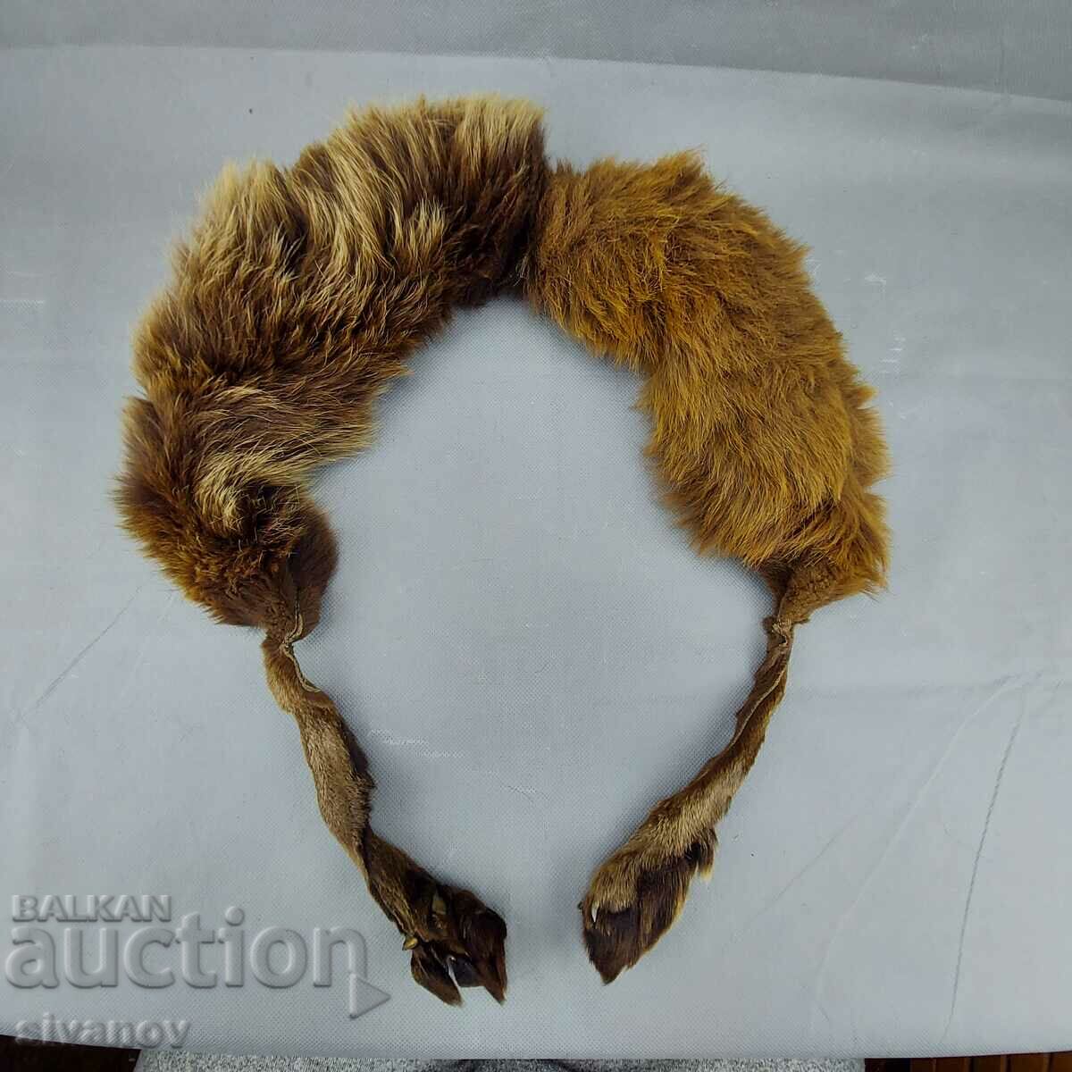 Old fox fur leather collar #0287