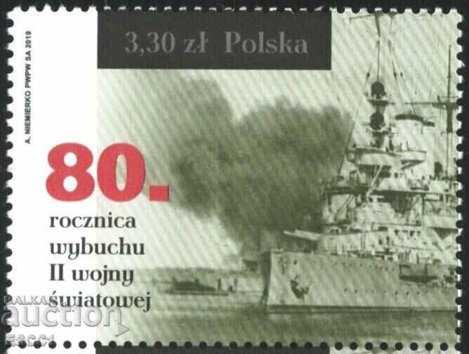 Clean stamp WW2 Ship 2019 from Poland
