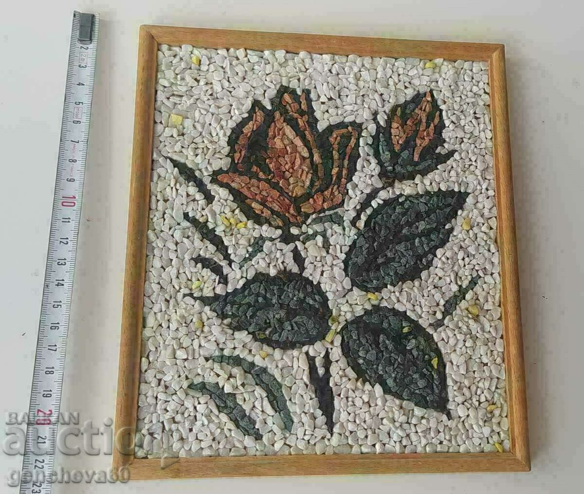 Pictura de autor „Trandafir” mozaic din pietre naturale - 5