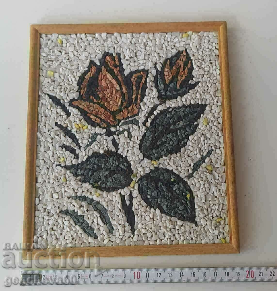 Pictura de autor „Trandafir” mozaic din pietre naturale - 6