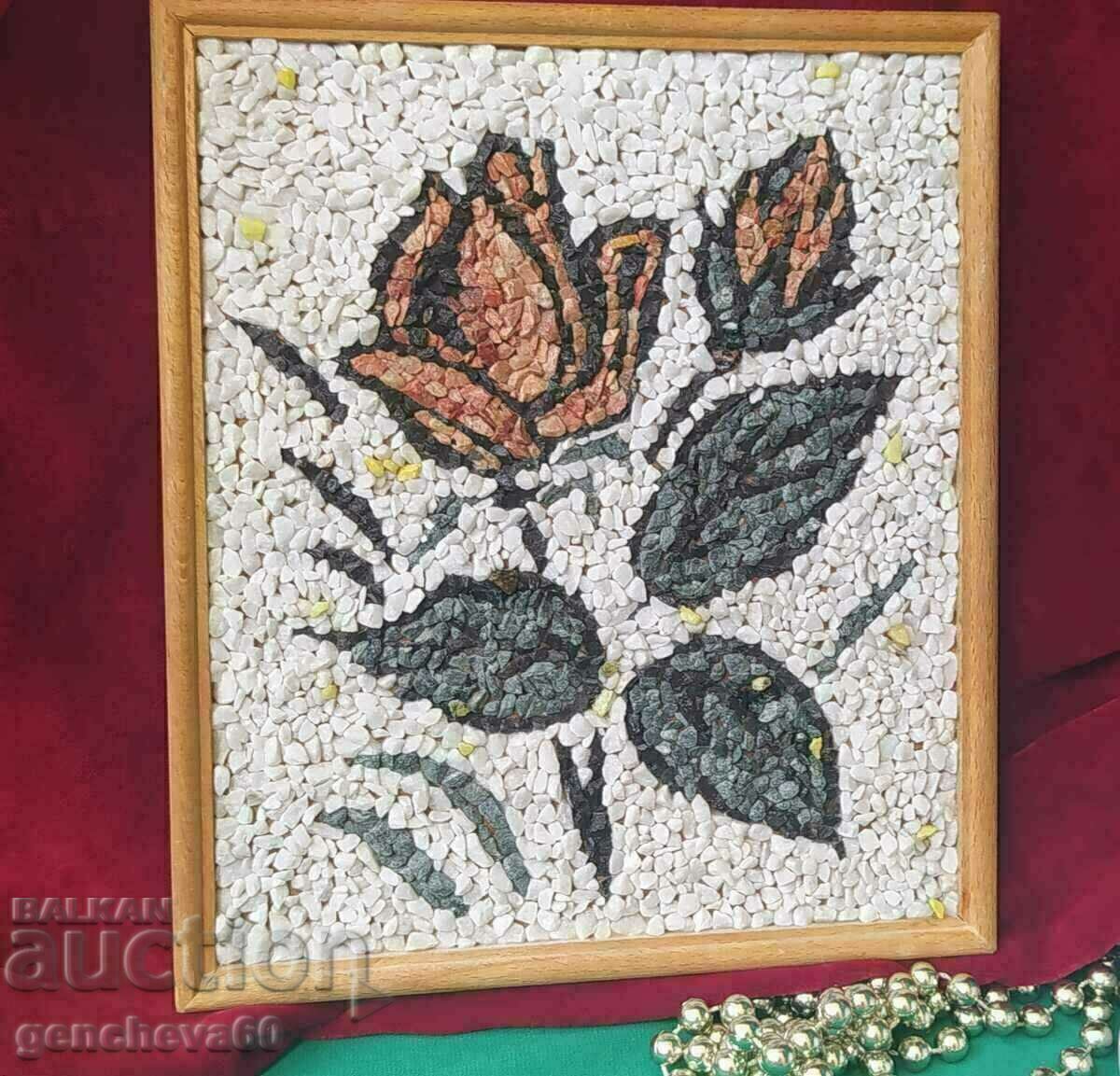 Author's painting "Rose" mosaic of natural stones