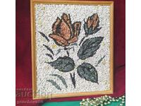 Pictura de autor „Trandafir” mozaic din pietre naturale
