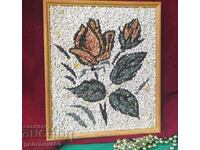 Pictura de autor „Trandafir” mozaic din pietre naturale