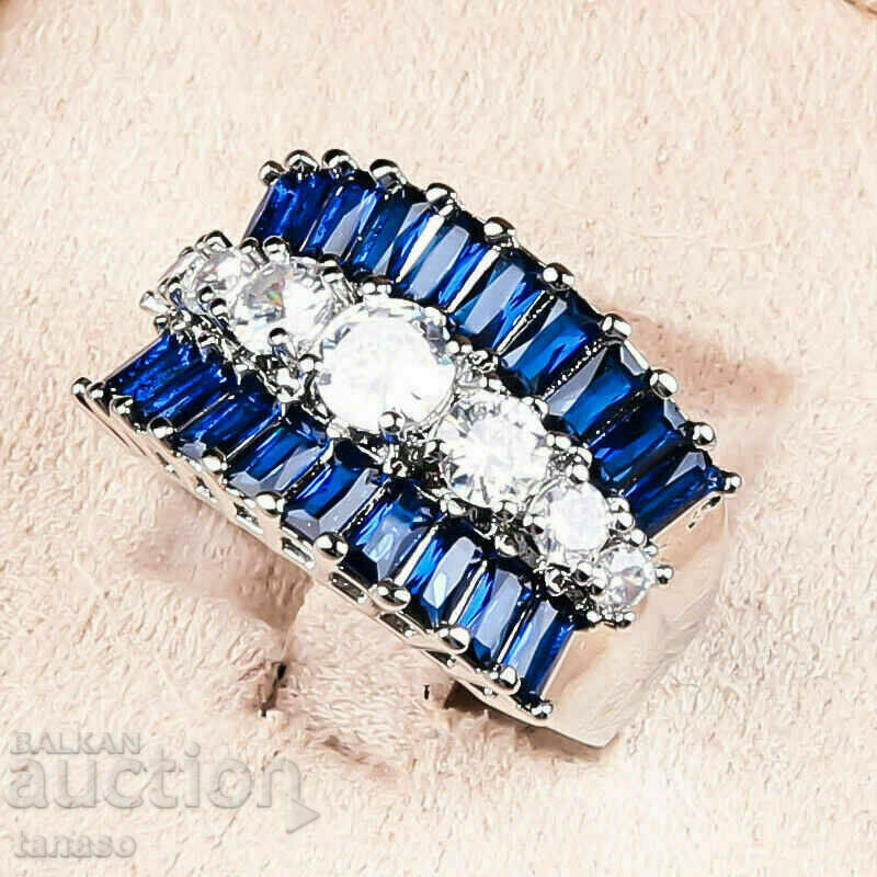 Auction Ring with blue zircon, silver 925 Auction Ring with blue zircon, silver 925