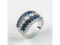 Δαχτυλίδι με μπλε ζιργκόν, ασήμι 925