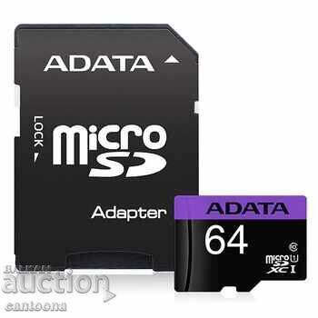 Card de memorie Adata Premier Micro SDXC de 64 GB UHS-I clasa 10 cu preț 20.99 BGN | € 10.73 Card de memorie Adata Premier Micro SDXC de 64 GB UHS-I clasa 10 cu preț 20.99 BGN | € 10.73