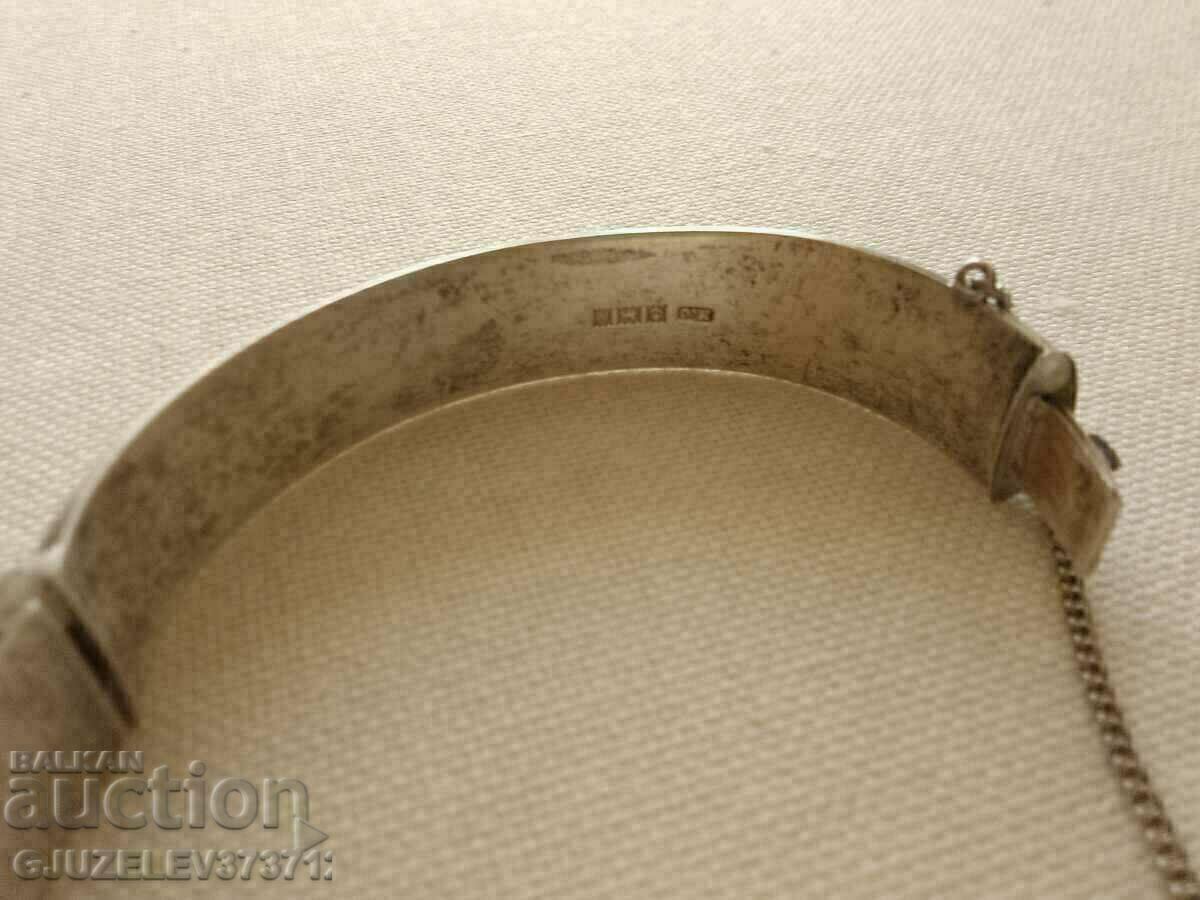 Vintage 1970s English Engraved Silver Bracelet - 6