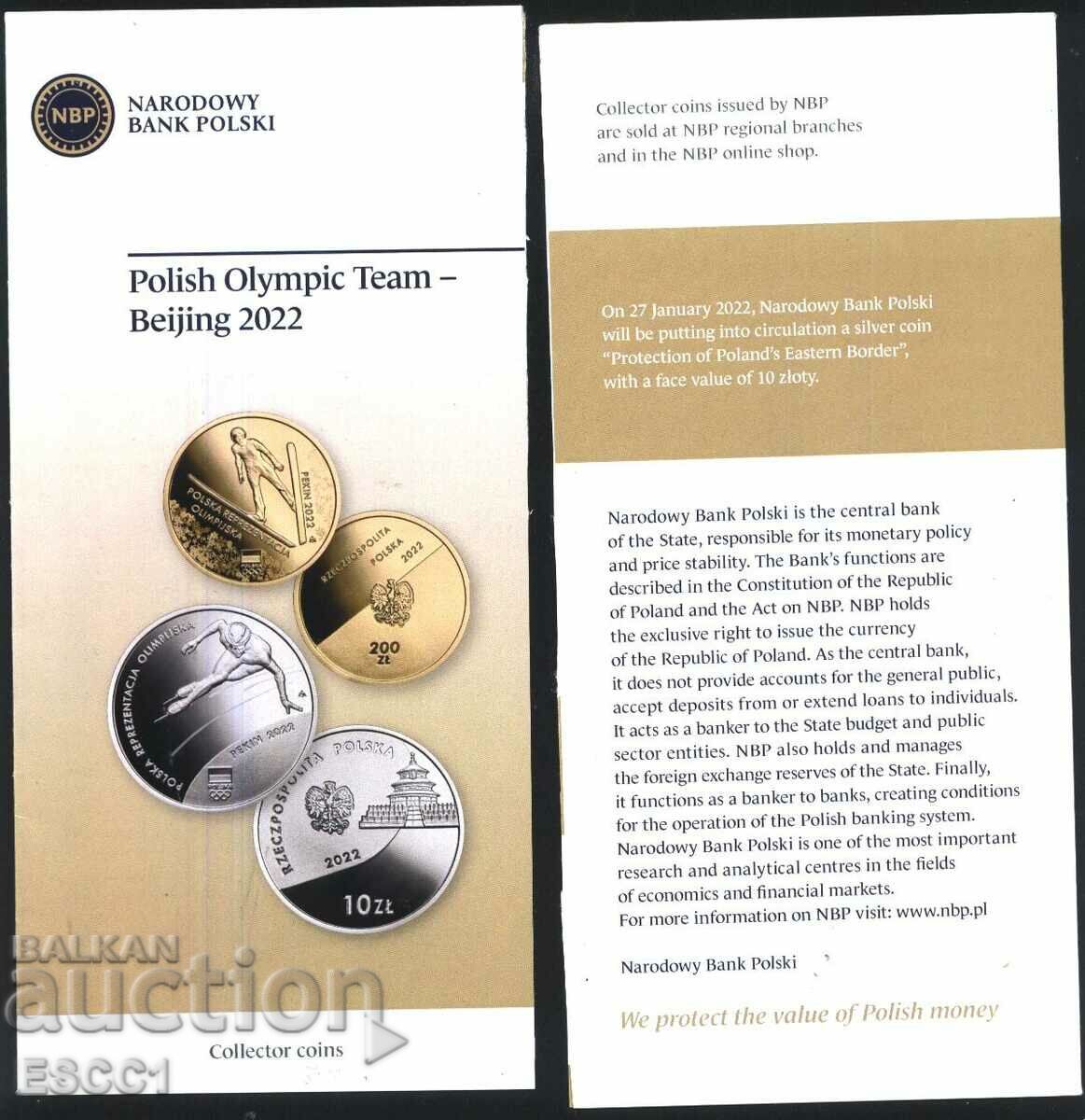 Broșură (pliant) Monede Echipa Olimpică Beijing 2022 Polonia