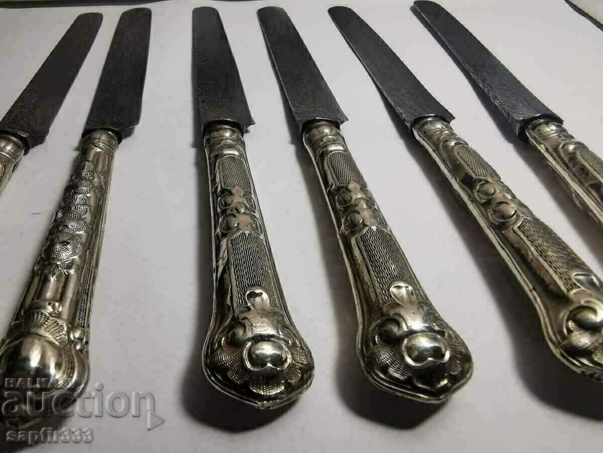 UNIQUE SET OF OLD SILVER KNIVES - 6