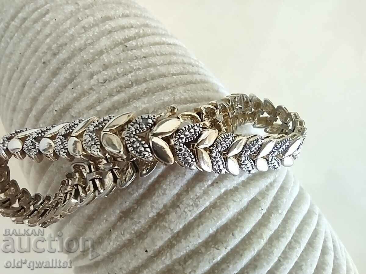 Auction  Attractive SILVER BRACELET with gold plating, with DIAMOND
