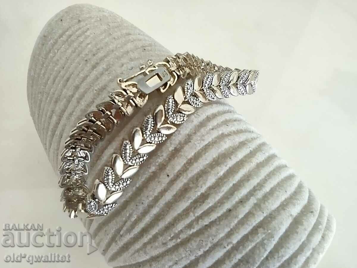 Attractive SILVER BRACELET with gold plating, with DIAMOND - 5