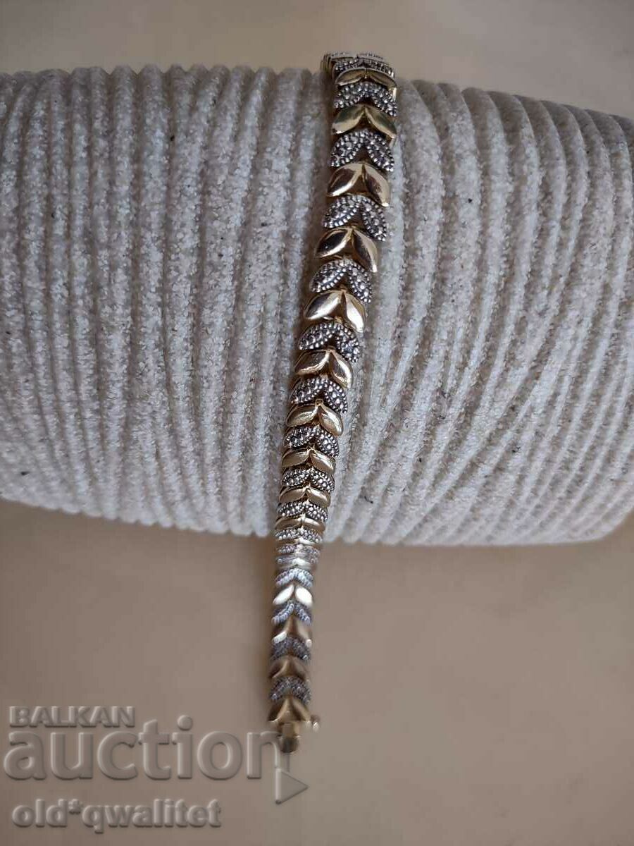 Attractive SILVER BRACELET with gold plating, with DIAMOND - 7