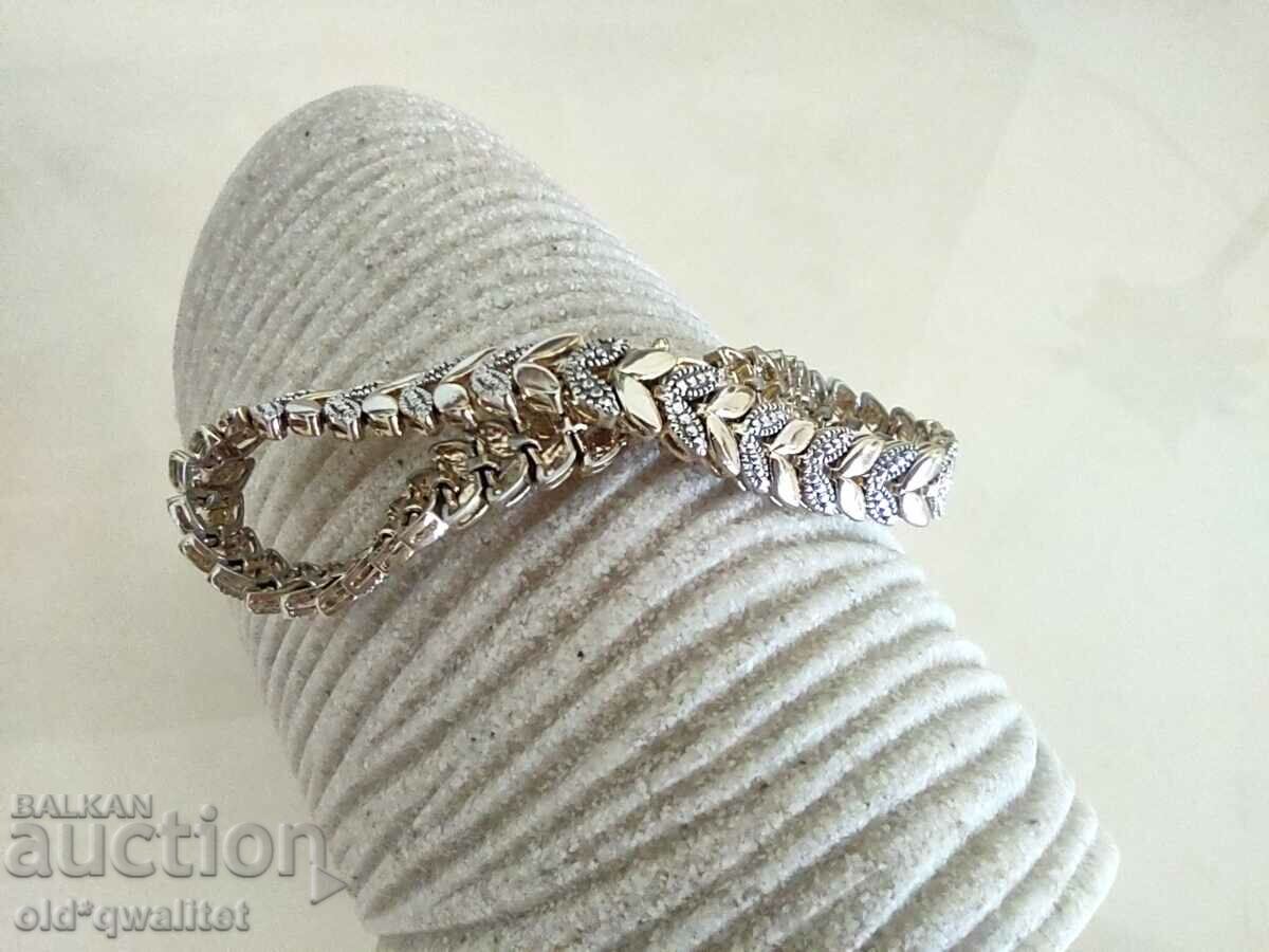 Attractive SILVER BRACELET with gold plating, with DIAMOND
