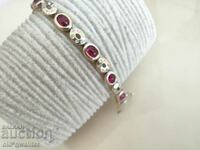 Attractive SILVER BRACELET, silver 925, gold-plated, Topaz, Ruby