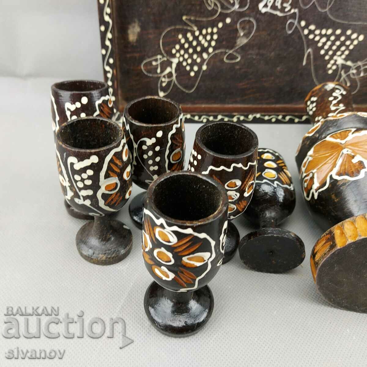 Delivery of Interesting old decorative wooden brandy service #0636 Delivery of Interesting old decorative wooden brandy service #0636