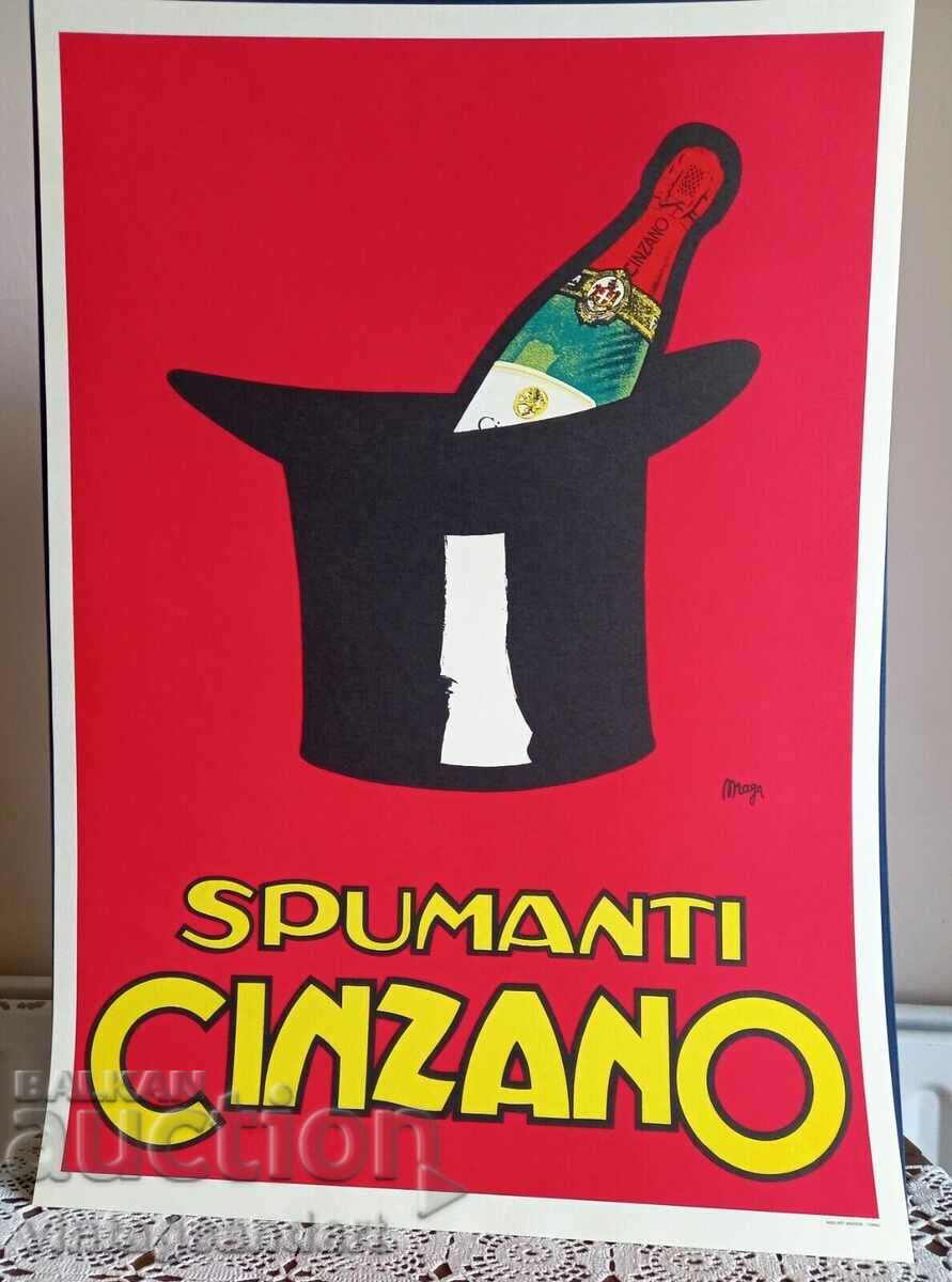 Cinzano оригинален плакат, перфектно състояние!