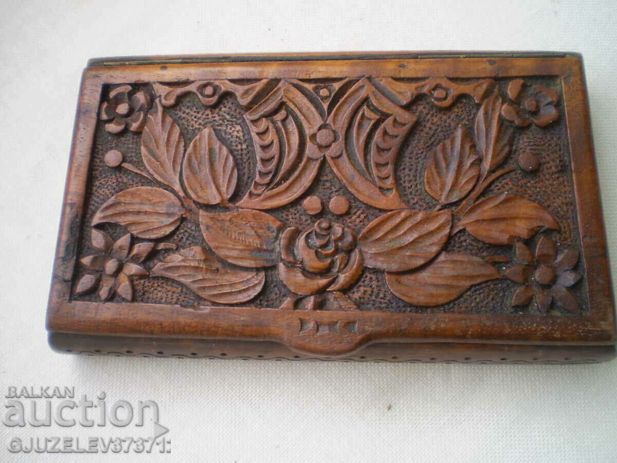 Old box handmade with wood carving
