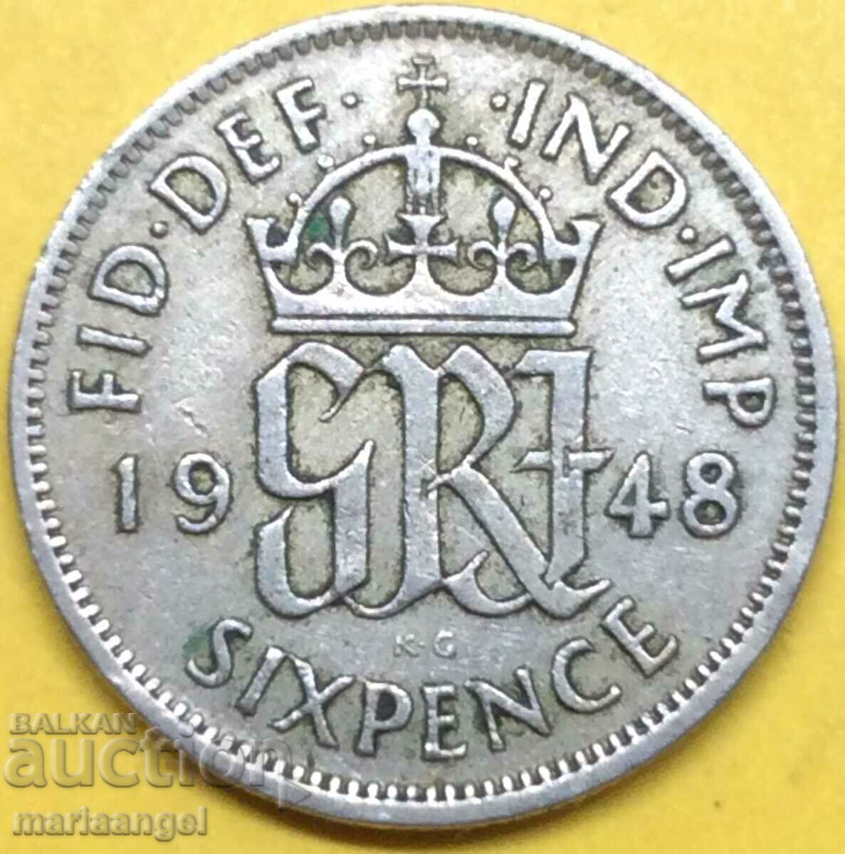 Великобритания 6 пенса 1948 Джордж 6