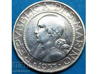 5 лири 1933 Сан Марино сребро лека Патина