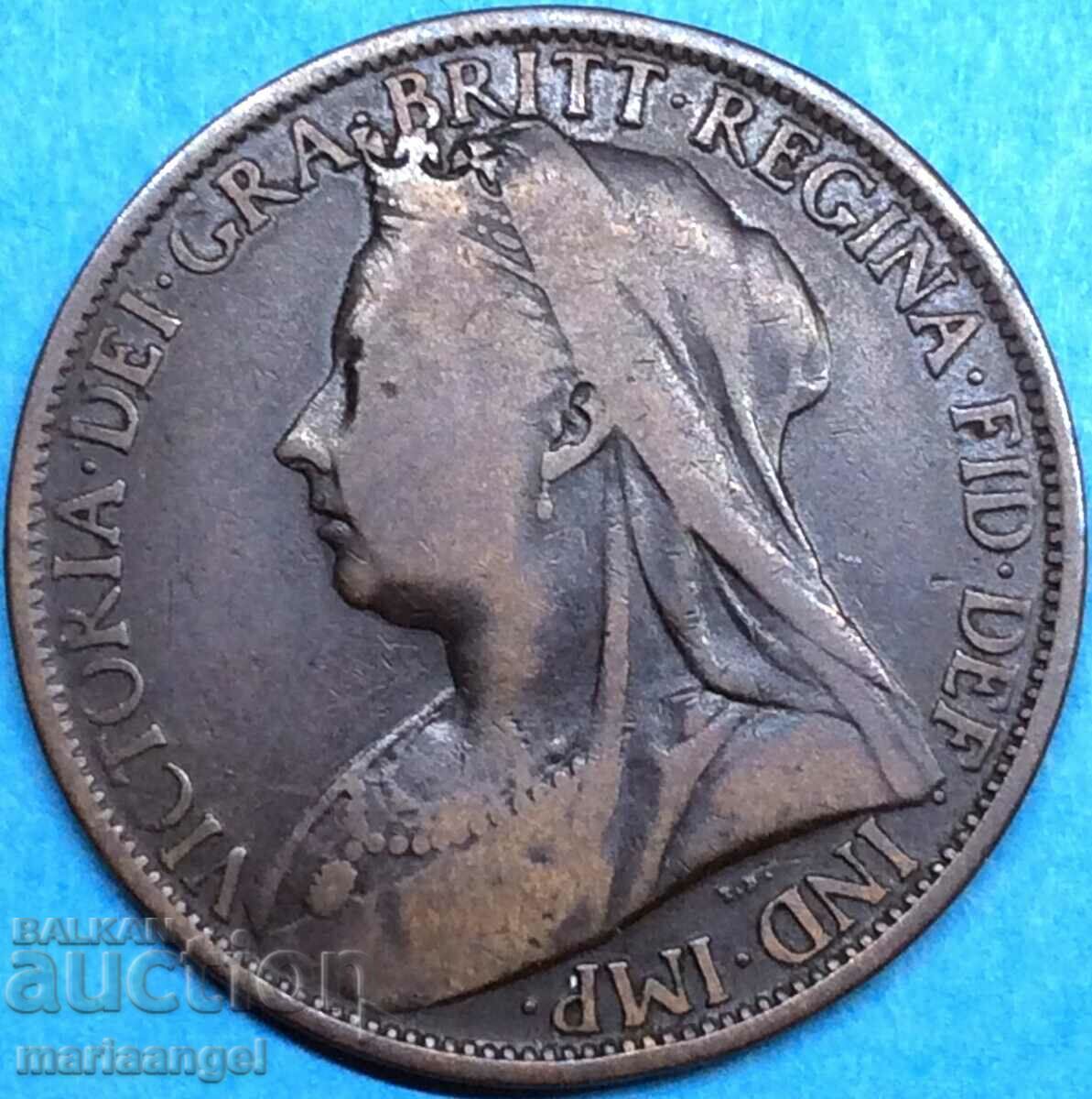 Великобритания 1 пени 1899 Виктория 30мм бронз