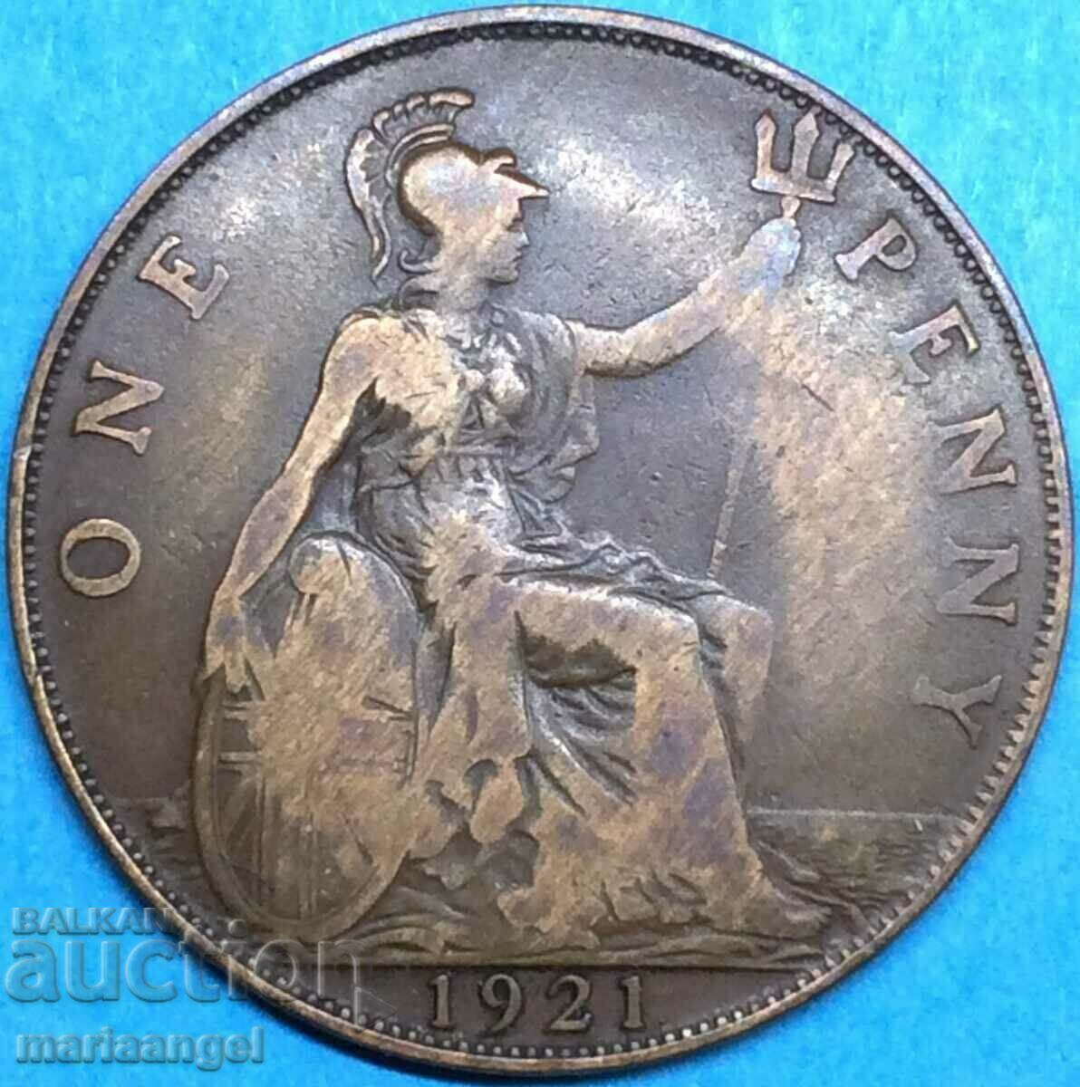 Great Britain 1 Penny 1921 30mms George 6 Bronze