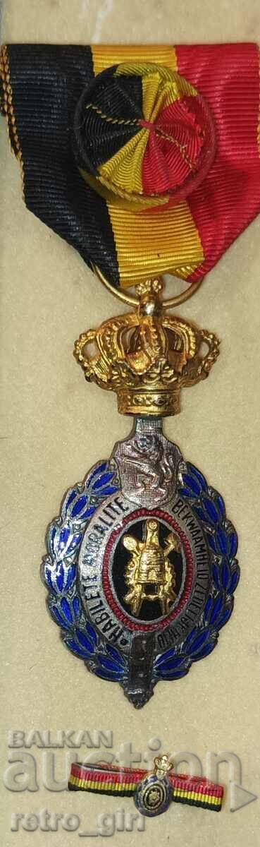 Belgian Order of Labour, 1st class, box and miniature.