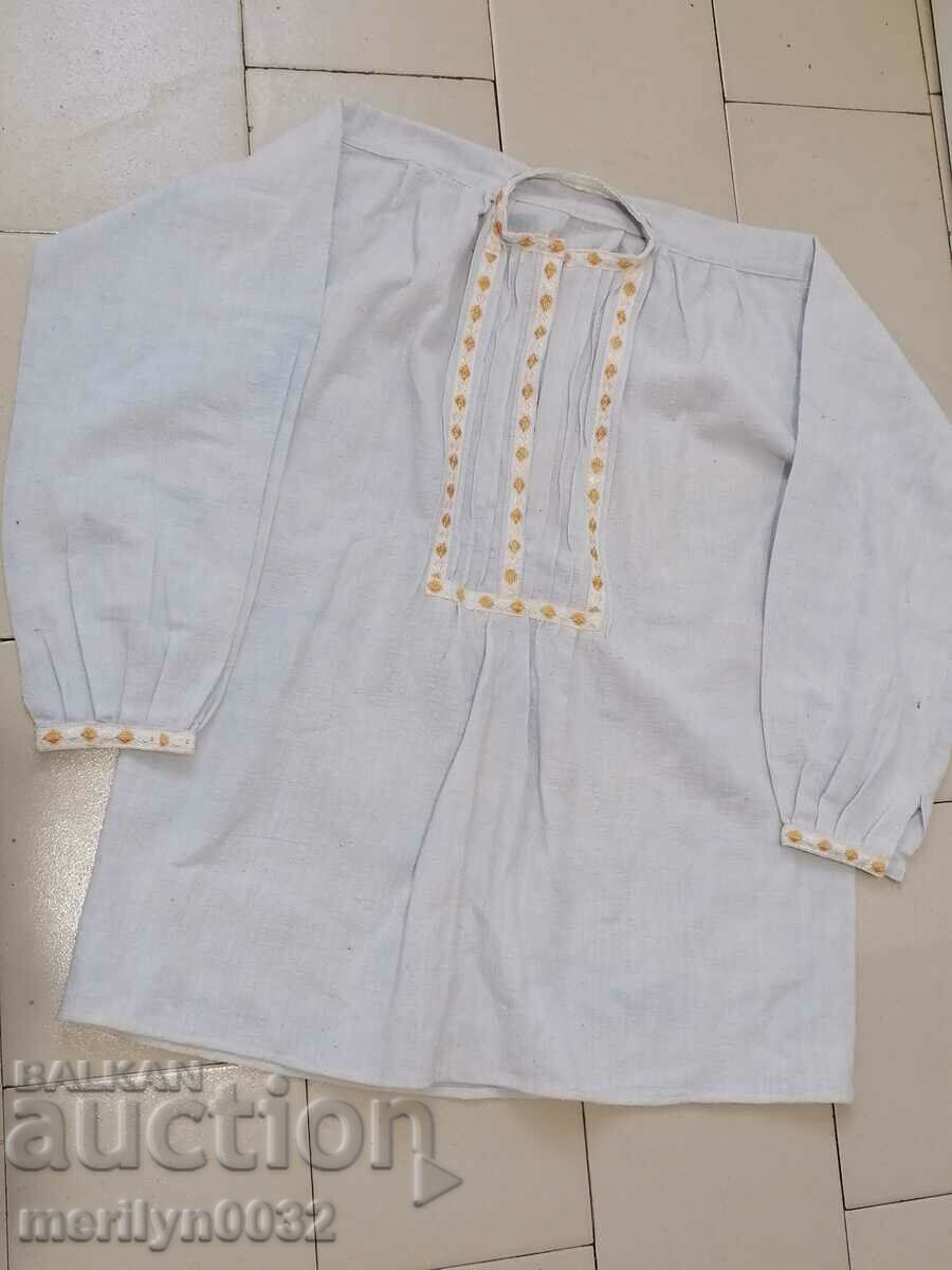 Стара мъжка кенарена риза ръчно тъкана везана  носия