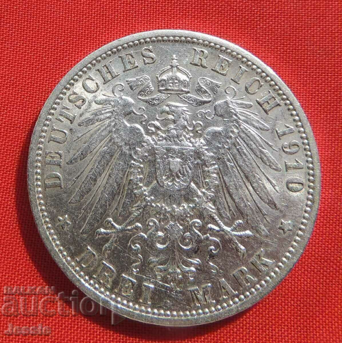 3 γραμματόσημα 1910 A Germany QUALITY partal matrix gloss