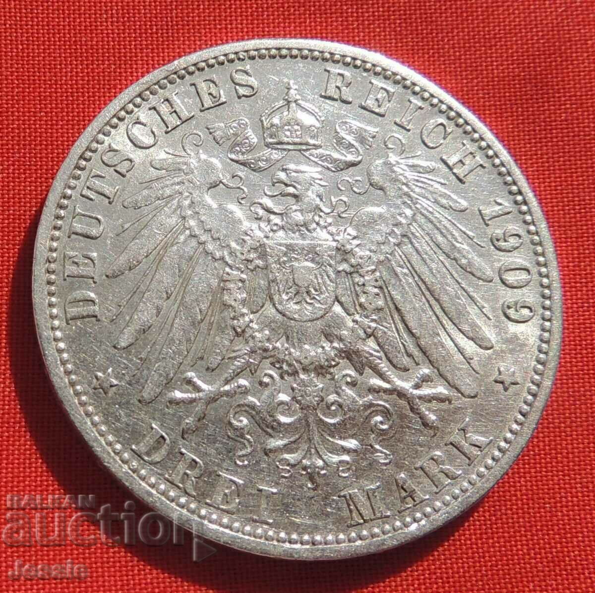 3 марки 1909 А Германия сребро КАЧЕСТВО