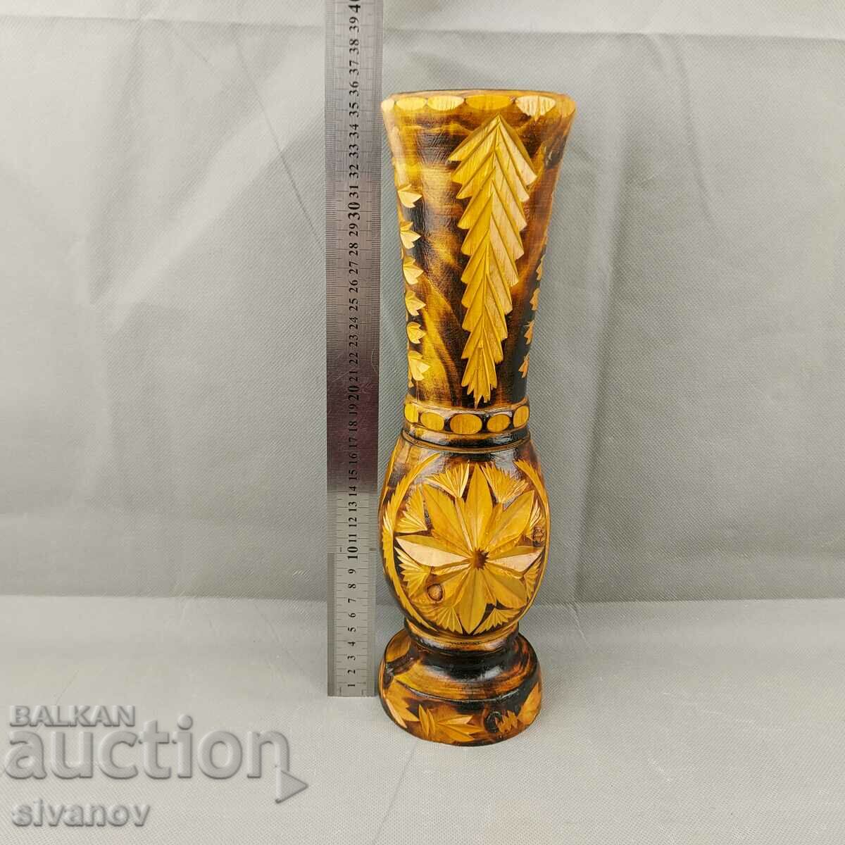 Interesting wooden vase carving #0646 - 6 Interesting wooden vase carving #0646 - 6