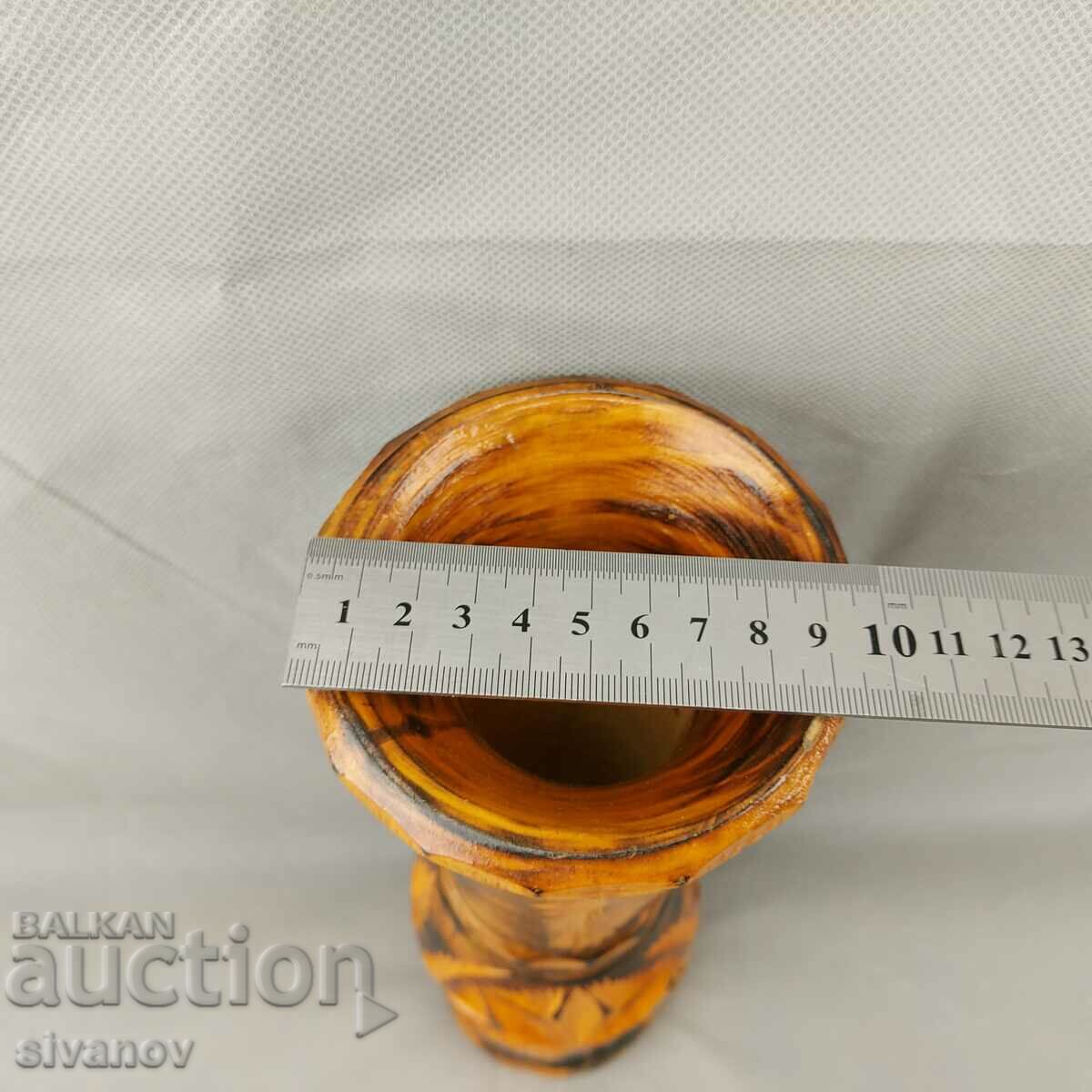 Interesting wooden vase carving #0646 - 7 Interesting wooden vase carving #0646 - 7