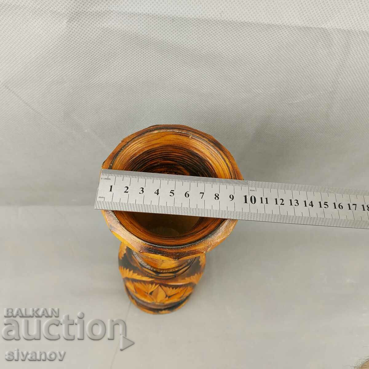 Interesting wooden vase carving #0647 - 6 Interesting wooden vase carving #0647 - 6