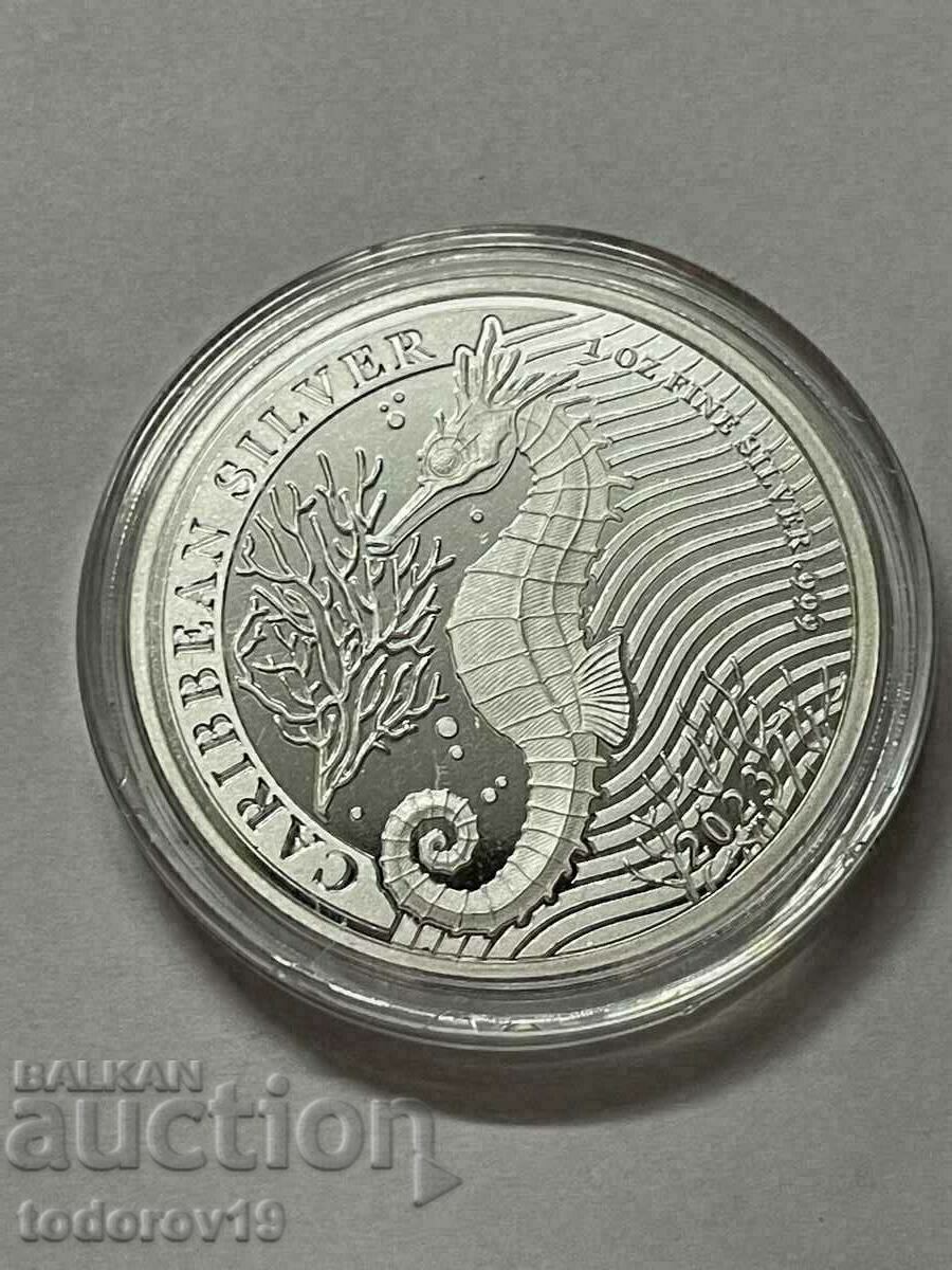 Auction Silver 1 oz Caribbean Seahorse - Barbados 2023 Auction Silver 1 oz Caribbean Seahorse - Barbados 2023