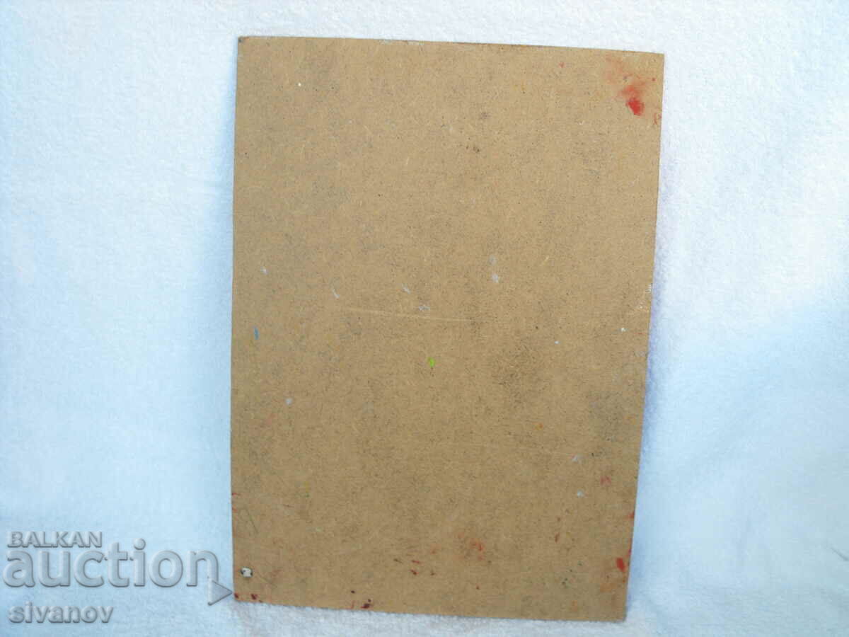 Interesant tablou pe placaj semnat P.S. #724 - 5 Interesant tablou pe placaj semnat P.S. #724 - 5