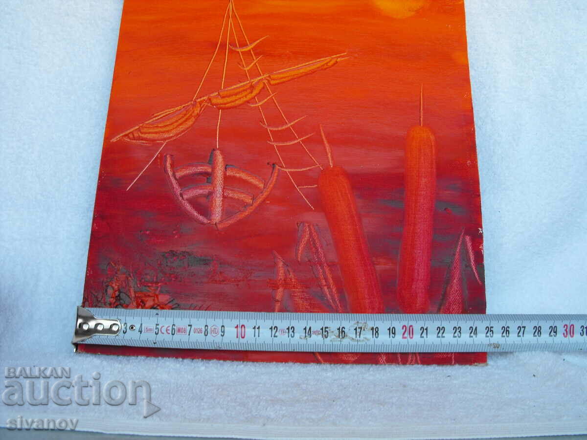 Interesant tablou pe placaj semnat P.S. #724 - 6 Interesant tablou pe placaj semnat P.S. #724 - 6