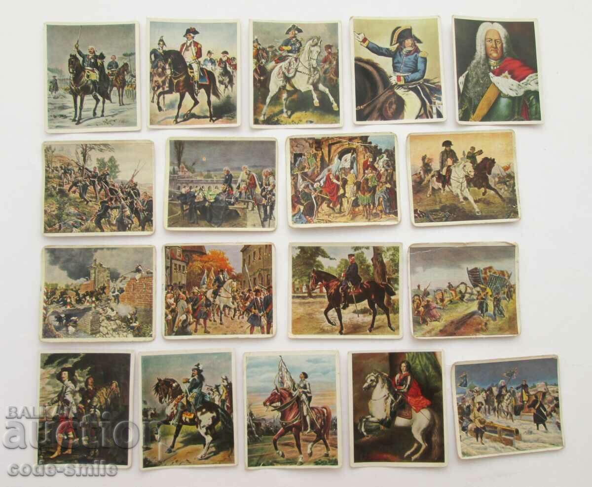 18 pieces of old German cigarette cards from an Eckstein cigarette box