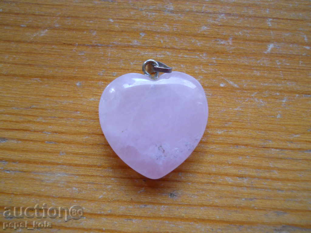 μενταγιόν - καρδιά - ροζ χαλαζίας