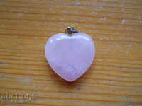 medalion - inimă - cuarț roz