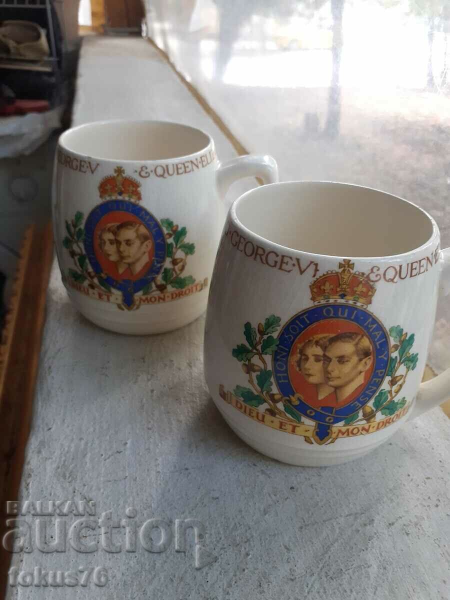 Lot of two English collectible porcelain mugs