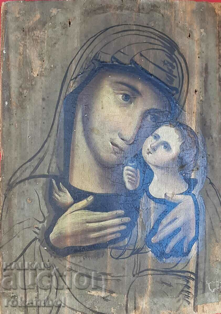 Old Russian hand-painted icon of the Virgin and Child - 5 Old Russian hand-painted icon of the Virgin and Child - 5
