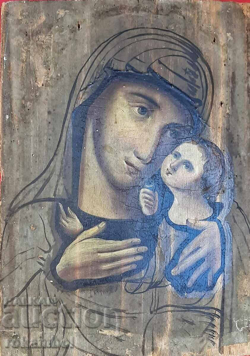Old Russian hand-painted icon of the Virgin and Child - 6 Old Russian hand-painted icon of the Virgin and Child - 6