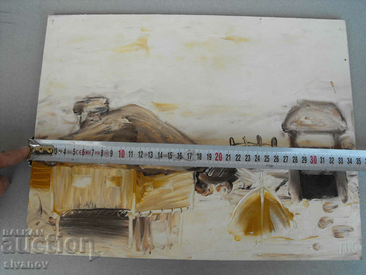 Interesting painting on chipboard signed P.S. #0727 - 6 Interesting painting on chipboard signed P.S. #0727 - 6