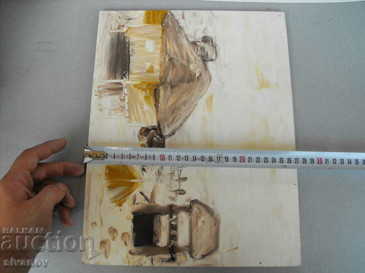 Interesting painting on chipboard signed P.S. #0727 - 7 Interesting painting on chipboard signed P.S. #0727 - 7
