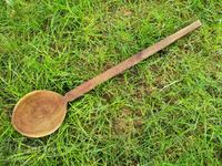 Large wooden pyrographed spoon