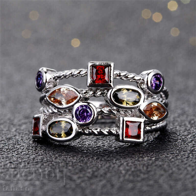 Women's multicolored ring with zircons with price 29.00 BGN | € 14.83 Women's multicolored ring with zircons with price 29.00 BGN | € 14.83