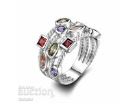 Women's multicolored ring with zircons