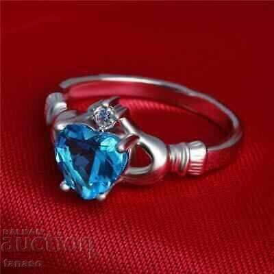 Women's ring with blue zircon - heart with price 25.00 BGN | € 12.78 Women's ring with blue zircon - heart with price 25.00 BGN | € 12.78