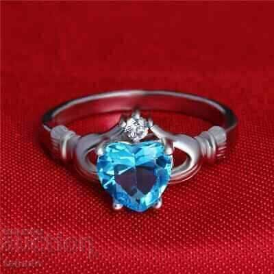Delivery of Women's ring with blue zircon - heart Delivery of Women's ring with blue zircon - heart
